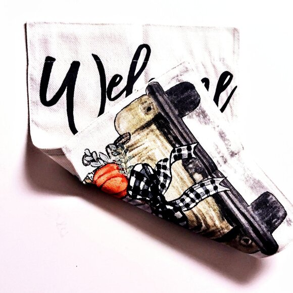 Fall Welcome Yard Garden Flag ~ Pumpkins & Pickup ~ Dbl-Sided ~ Sm. 12 x 18" NEW - Picture 7 of 10